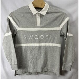 Nike Spell Out Swoosh Y2K Rugby Collared Long Sleeve Shirt Men's Medium